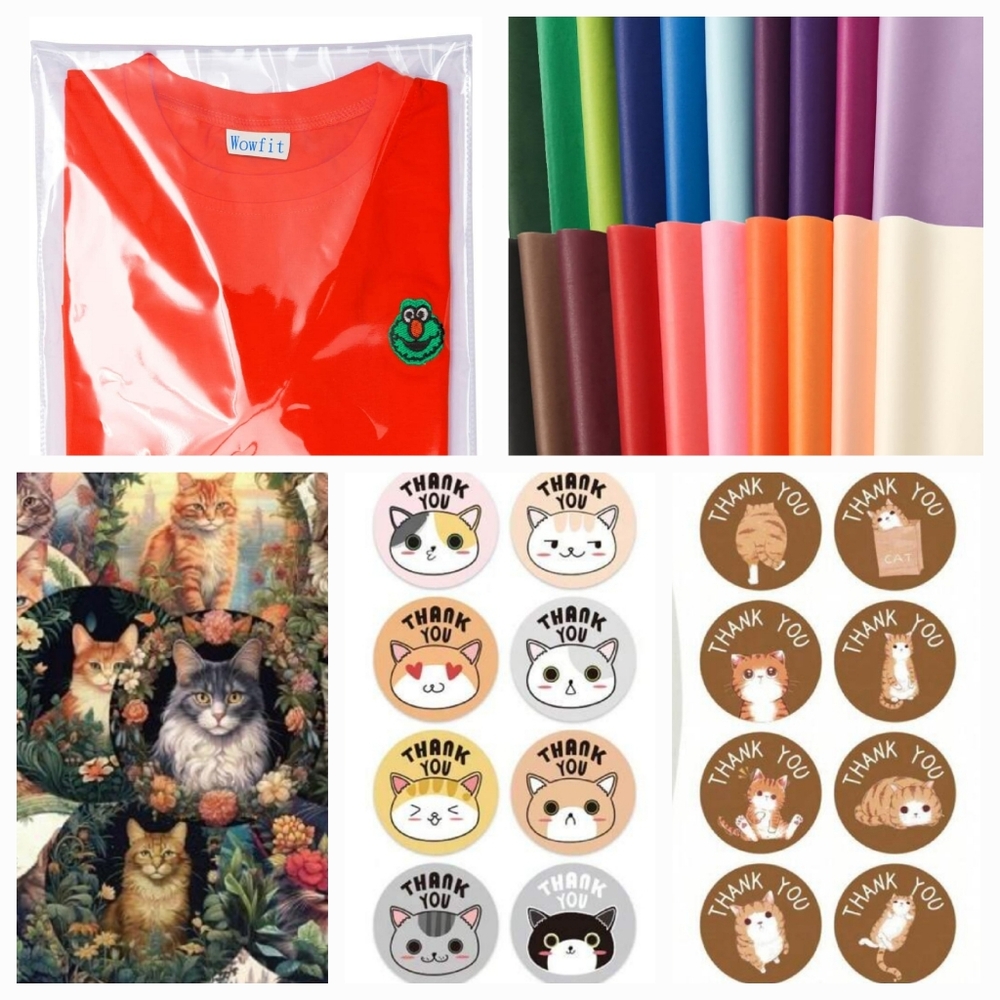 🐱 Cat Packaging Bundle - Stickers, Cellophane bags, and Tissue Paper!